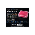 COMPAXE P-SERİSİ 24 lü Plastik Kırmızı Şeffaf Kutu Seti 24 Küçük Kutu Mödüler Saklama, Organizer, Ambalaj sistemi
