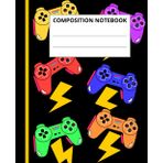Composition Notebook: College Ruled | 7.5" x 9.25" | 120 Pages | Gaming Design | Joistick Pattern | Ideal for Boys, Students, Kids, Gamers, Teens | Perfect Gift for School