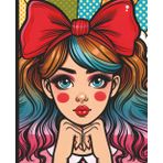 Composition Notebook College Ruled: Cute and Colorful Pop Art Girl with Bow Illustration | 7.5" x 9.25” Girly Red Dot Art Deco Retro Aesthetic Journal ... – Women – School - Work | Preppy Collection