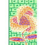 Composition Notebook Dot Grid Paper: A lovely vintage floral illustration with a large orange, red and purple art deco flower.: Cute Aesthetic Notebook For College, Students, School, Work, Office.