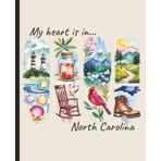 Composition notebook: My Heart is in North Carolina, Brushstroke Art Aesthetic | College ruled, 7.5 x 9.25, 110 Pages | For kids, teens, and adults