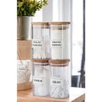 Comprox 4'lü Ahşap Kapaklı Akrilik Organizer Banyo Seti 300 ml Kulak Pamuğu Pamuk Diş İpi - Beyaz