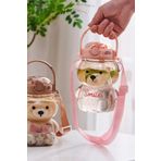 Comprox Ayıcık Su Matarası PEMBE Ayıcıklı Suluk Figürlü Su Şişesi Ayıcık Matara 1000ml