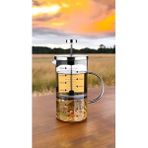 Comprox Cambu 700ML Ateşe Dayanıklı French Press Demlik 3 Ü 1 Arada Ölçü Kabı - Gümüş