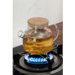 Comprox Cambu Bambu Zarafeti, Düz Model 1000 ml Süzgeçli Cam Demlik Bitki Çayları ,Borosilikat , Sürahi