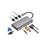 comse 10 In 1 Type-c To Vga Hdmı Usb C Ethernet Aux Kart Okuyucu Macbook Uyumlu Usb Hub Adaptör