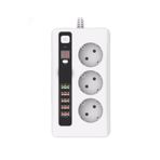 COMSE 4.2a Usb'li Akıllı 3'lü Priz Zaman Ayarlı 5 Usb 2 Metre Uzatma Kablolu