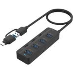 Comse 7 In 1 USB Type-C USB 3.0 Type-C 5 Gbps Çevirici Adaptör Çok Portlu Çoklayıcı USB 1 Metre Kablo - Siyah