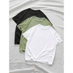 Comstar 3 Adet Erkek Yazlık Basic Kısa Kollu Oversize Tişört - Haki - 2XL