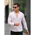 Comstar Erkek A Kalite Keten Slim Fit Uzun Kol Gömlek - Bordo