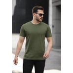 Comstar Erkek Basic Bisiklet Yaka Kısa Kollu Dar Haki Tişört - 5XL