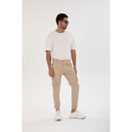 comstar Erkek Basic Kargo Cepli Lastikli Paça Krem Pantolon