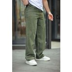 comstar Erkek Bol Paça Basic Yüksek Bel Haki Baggy Pantolon