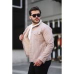 Comstar Erkek Denim Ceket İç Kürklü Sıcak Tutma Özelliği ile Şık Tasarım - Bej - 2XL