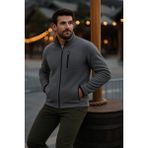 Comstar Erkek Fermuarlı Kalın Kışlık Trend Füme Polar Ceket - 2XL