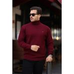 Comstar Erkek Günlük Balıkçı Yaka Boğazlı Bordo Triko Kazak - XL