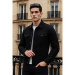 Comstar Erkek Günlük Mevsimlik Premium Trend Siyah Kot Ceket - 2XL