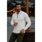 Comstar Erkek Günlük Uzun Kollu Beyaz Polo Yaka Kazak - XL