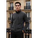 Comstar Erkek Kışlık Basic Cepli Füme Polar Hırka Polyester Kumaş Günlük Kullanım İçin - 2XL