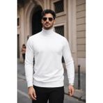 Comstar Erkek Kışlık Basic Slim Fit Uzun Beyaz Kazak - 2XL
