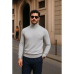 Comstar Erkek Kışlık Basic Slim Fit Uzun Gri Kazak - XL