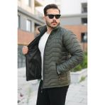 Comstar Erkek Kışlık Fermuarlı Günlük Kapitone Haki Şişme Mont - 3XL