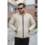 Comstar Erkek Kışlık Fermuarlı Günlük Kapitone Krem Şişme Mont - 4XL