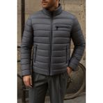 Comstar Erkek Kışlık Füme Slim Fit Şişme Mont Fermuarlı Cepli Tasarım ile Rahat Kullanım - 2XL
