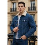 Comstar Erkek Kışlık Günlük Içi Peluş Kürk K.mavi Kot Ceket - XL