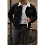 Comstar Erkek Kışlık Trend Basic Siyah Içi Kürklü Peluş Mont