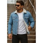 Comstar Erkek Kışlık Trend Içi Kürk Peluş A.mavi Kot Ceket