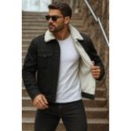 Comstar Erkek Kışlık Trend Içi Kürk Peluş Siyah Kot Ceket - 2XL