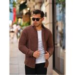Comstar Erkek Kürklü Peluş Rahat Kalıp Gömlek - Kahve - 2XL