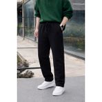 Comstar Erkek Lastikli Trend Basic Bol Siyah Keten Pantolon - 36