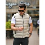 Comstar Erkek Siyah Şişme Yelek Slim Fit Gömlek Yaka Dayanıklı Dokuma Materyal - Krem
