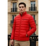Comstar Erkek Trend Basic Dik Yaka Kışlık Kırmızı Şişme Mont - 3XL