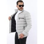 Comstar Erkek Trend Fermuarlı Şık Gri Şişme Mont - 3XL