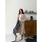 Comstar Kadın Klasik Cepli Kuşaklı Trend Midi Krem Trençkot - 40