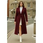 Comstar Kadın Kruvaze Premium Bordo Kaşe Kaban - 42