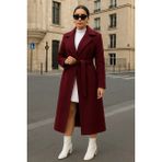Comstar Kadın Kruvaze Salaş Trend Bordo Kaşe Kaban - 38
