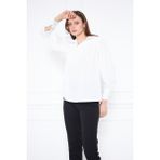 Comstar Kadın Trend Balon Kol Oversize Beyaz Şık Bluz Gömlek - 40