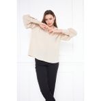 Comstar Kadın Trend Balon Kol Oversize Krem Şık Bluz Gömlek - 38