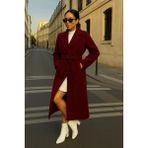 Comstar Kadın Trend Basic Uzun Kruvaze Bordo Kaşe Kaban - 38