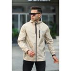 Comstarmoda Erkek Içi Astarlı Suya Dayanıklı Kapüşonlu Cepli Yağmurluk - 2XL - Taş