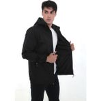 Comstarmoda Erkek Içi Astarlı Suya Dayanıklı Kapüşonlu Cepli Yağmurluk - XL - Siyah