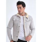 Comstarmoda Erkek Içi Kürklü Kot Ceket - Taş Rengi