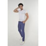 Comstarmoda Erkek Slim Fit Dar Kesim Örgü Kumaş Yan Cep Koton Chino Pantolon - A. Mavi - 32