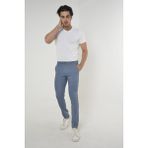 Comstarmoda Erkek Slim Fit Dar Kesim Örgü Kumaş Yan Cep Koton Chino Pantolon - Açık İndigo - 31