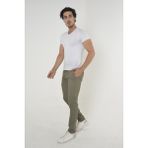 Comstarmoda Erkek Slim Fit Dar Kesim Örgü Kumaş Yan Cep Koton Chino Pantolon - Haki - 29
