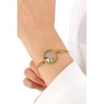 C&On Design Gold Burgu Zincir İçi Kalpli Çelik Bileklik